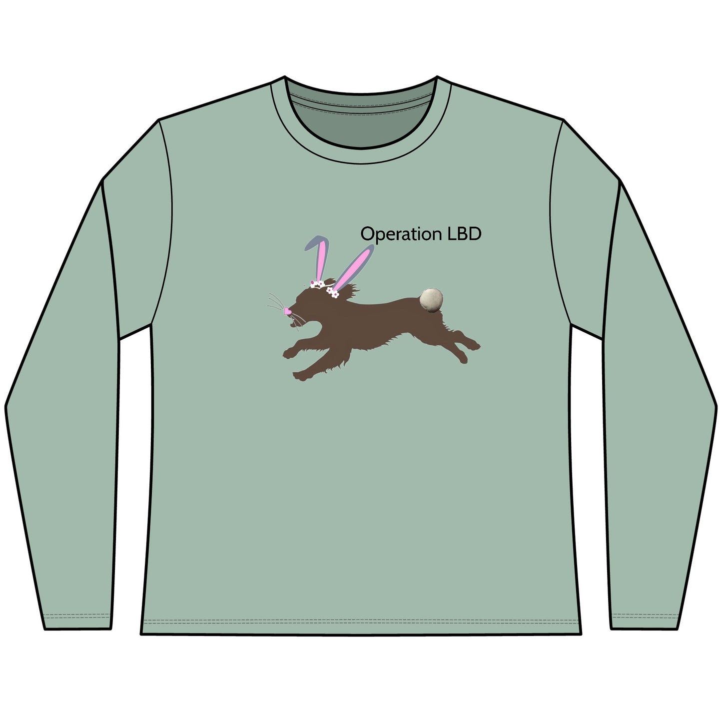 Women’s Long Sleeve Tee — OLBD  with Bunny Ears & Floral Crown Graphic